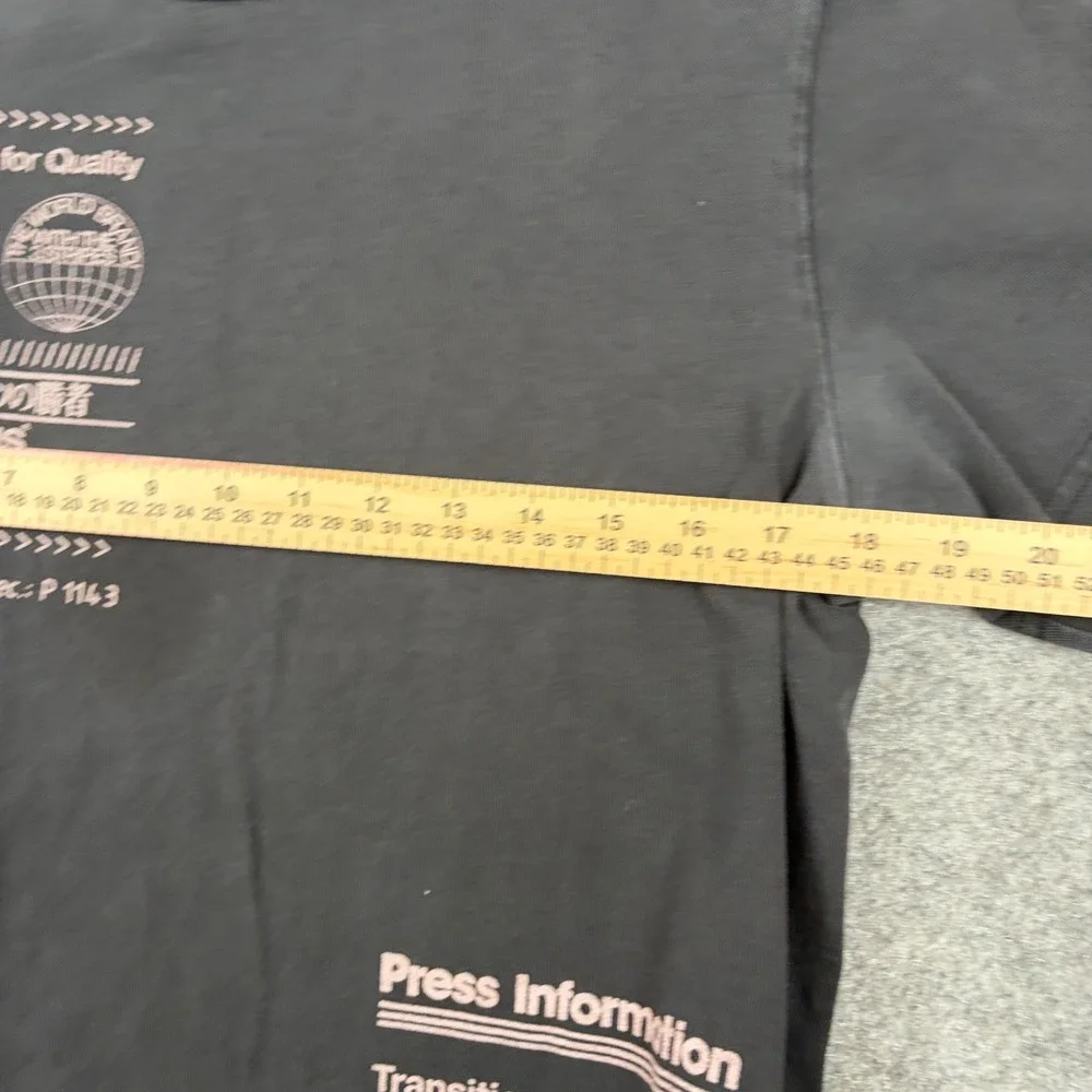 Adidas T-Shirt Mens Medium Black Graphic Press Information Transition Phase Y2K‎
